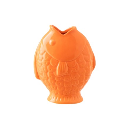 Vase poisson en grès orange 17.8x10.5x22.8 cm