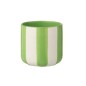 Cache-pot rayé en céramique vert et blanc 13x13x12.5 cm Cache-pot rayé en céramique vert et blanc 13x13x12.5 cm