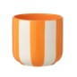 Cache-pot rayé en céramique orange et blanc 11x11x11 cm Cache-pot rayé en céramique orange et blanc 11x11x11 cm