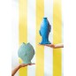Vase poisson en grès bleu 17.8x10.5x22.8 cm Vase poisson en grès bleu 17.8x10.5x22.8 cm