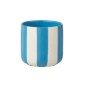 Cache-pot rayé en céramique bleu et blanc 13x13x12.5 cm Cache-pot rayé en céramique bleu et blanc 13x13x12.5 cm