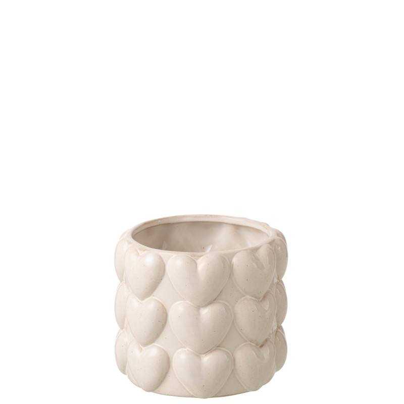 Cache-pot avec cœurs en céramique beige 17x17x14.5 cm Cache-pot avec cœurs en céramique beige 17x17x14.5 cm