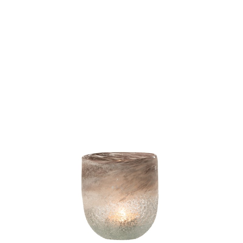 Photophore en verre gris 12.5x12.5x15 cm