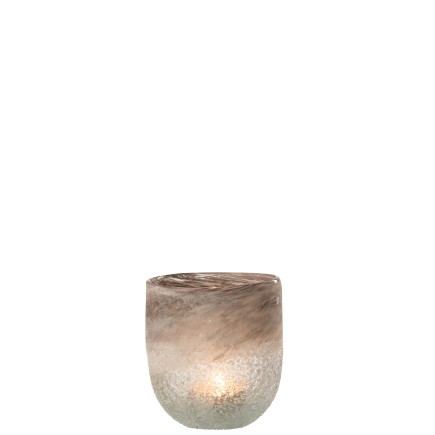 Photophore en verre gris 12.5x12.5x15 cm