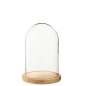 Cloche décorative socle bois beige en verre transparent 17.5x17.5x26cm Cloche décorative socle bois beige en verre transparent 17.5x17.5x26cm