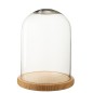 Campana decorativa con base de madera beige y cristal transparente, 23 x 23 x 29 cm. Campana decorativa con base de madera beige y cristal transparente, 23 x 23 x 29 cm.