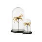 Cloche décorative avec cheval doré en verre socle noir 23x23x38 cm Cloche décorative avec cheval doré en verre socle noir 23x23x38 cm