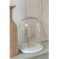 Cloche décorative socle blanc en verre transparent 23x23x29 cm Cloche décorative socle blanc en verre transparent 23x23x29 cm