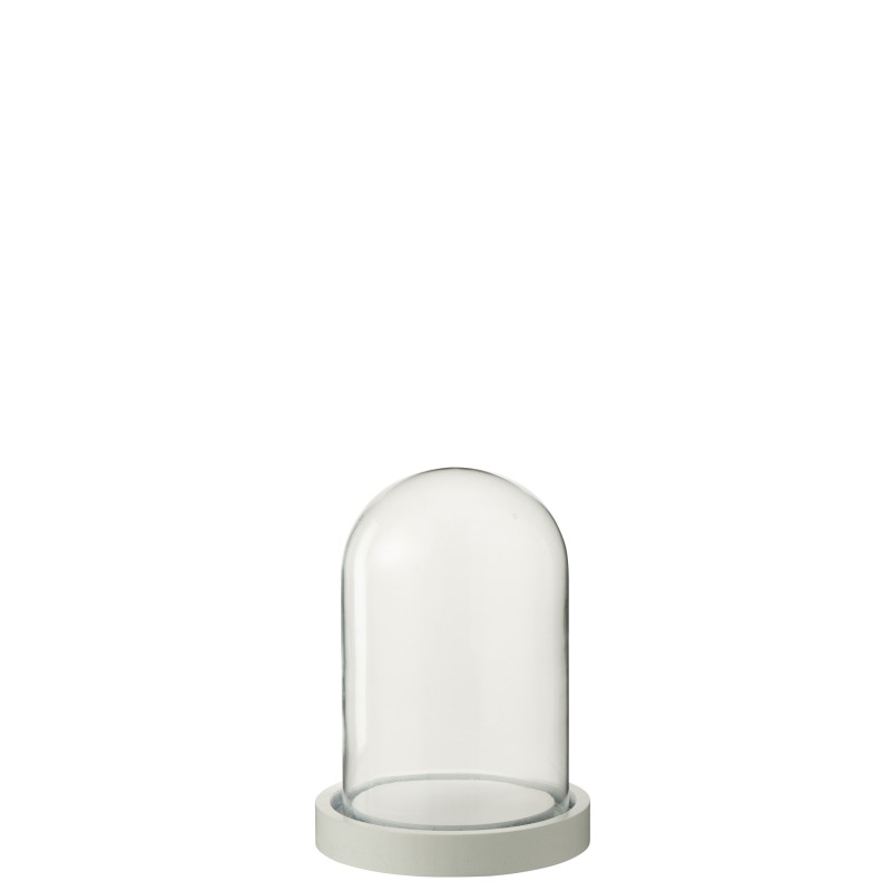 Campana decorativa con base blanca en cristal transparente 11,5 x 11,5 x 16 cm Campana decorativa con base blanca en cristal transparente 11,5 x 11,5 x 16 cm