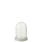 Cloche décorative socle blanc en verre transparent 11.5x11.5x16 cm