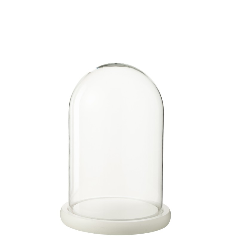 Cloche décorative socle blanc en verre transparent 17.5x17.5x26 cm Cloche décorative socle blanc en verre transparent 17.5x17.5x26 cm