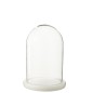 Campana decorativa con base blanca en cristal transparente 17,5 x 17,5 x 26 cm Campana decorativa con base blanca en cristal transparente 17,5 x 17,5 x 26 cm