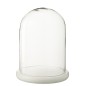 Campana decorativa con base blanca de cristal transparente 23 x 23 x 29 cm Campana decorativa con base blanca de cristal transparente 23 x 23 x 29 cm