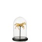 Campainha decorativa com cavalo dourado em vidro e base preta 14x14x22 cm Campainha decorativa com cavalo dourado em vidro e base preta 14x14x22 cm