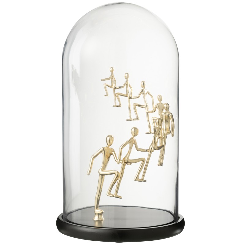 Campainha decorativa com figuras douradas em vidro e base preta 26x26x44 cm Campainha decorativa com figuras douradas em vidro e base preta 26x26x44 cm