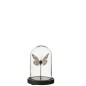 Campana decorativa con mariposa de cristal y base negra 11,5 x 11,5 x 16 cm Campana decorativa con mariposa de cristal y base negra 11,5 x 11,5 x 16 cm