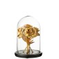 Campana decorativa con rosas doradas de cristal y base negra, 17,5 x 17,5 x 26 cm. Campana decorativa con rosas doradas de cristal y base negra, 17,5 x 17,5 x 26 cm.