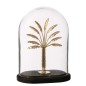 Campana decorativa con palma dorata in vetro e base nera 17x12x22 cm Campana decorativa con palma dorata in vetro e base nera 17x12x22 cm