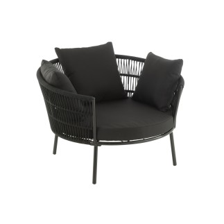 Cadeira em ferro e rattan preto 118x109x79 cm