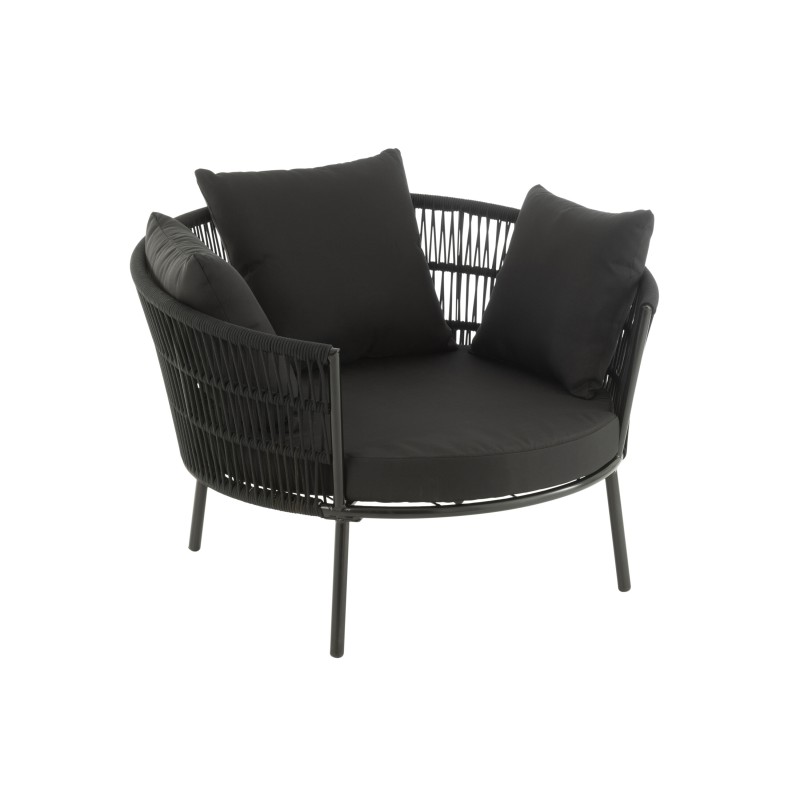 Sedia in ferro e rattan nero 118x109x79 cm Sedia in ferro e rattan nero 118x109x79 cm