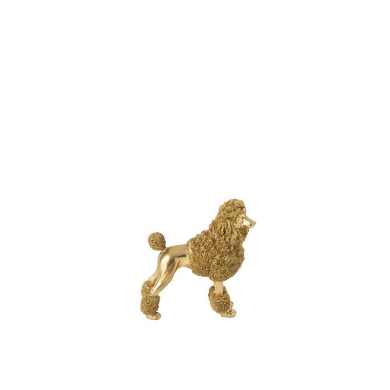 Estatueta de poodle em poliresina dourada 31x15x34 cm