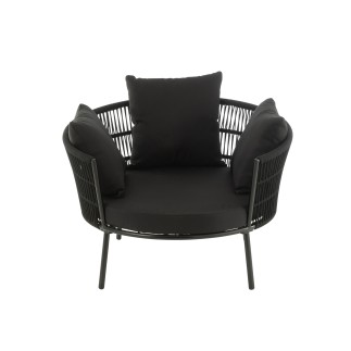 Cadeira em ferro e rattan preto 118x109x79 cm