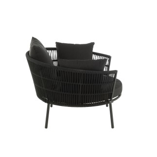 Sedia in ferro e rattan nero 118x109x79 cm