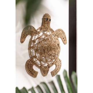 Set de 2 décorations murales tortues en jonc de mer beige 80x72x15 cm