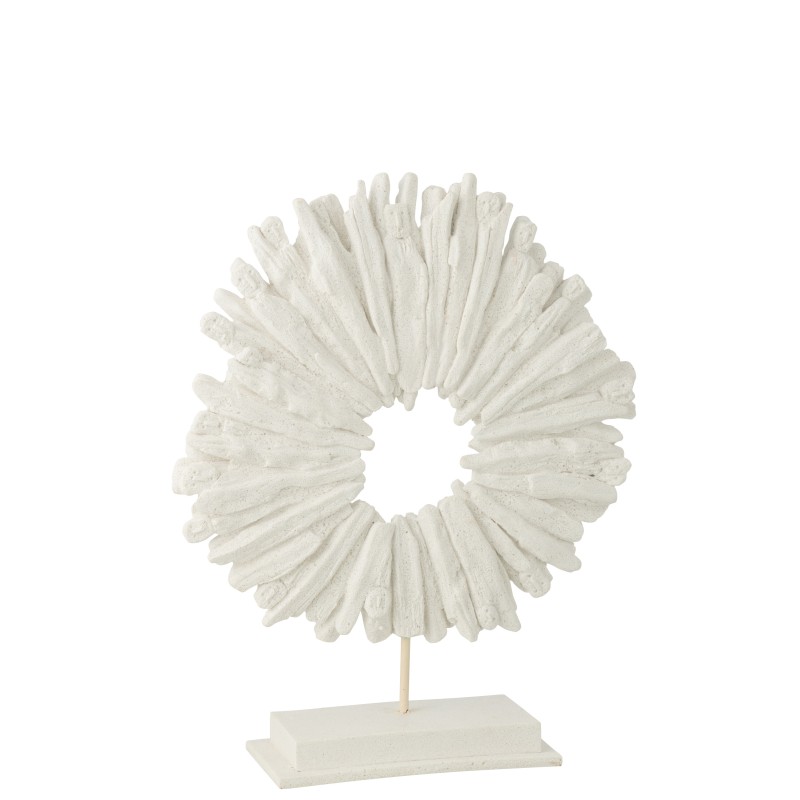 Círculo decorativo em poliresina branca 38x11x44,5 cm Círculo decorativo em poliresina branca 38x11x44,5 cm