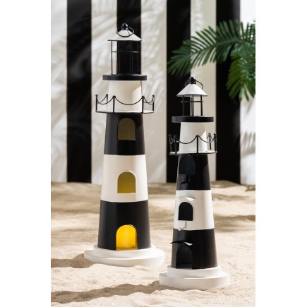 Faro nido de metal blanco y negro 55 x 35,5 x 63 cm