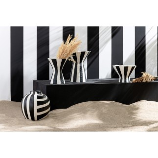 Vaso a righe in ceramica bianca 24,5x24,5x30 cm