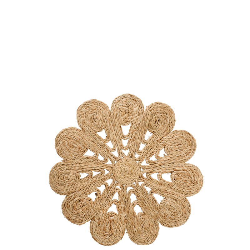 Mantel individual con motivos florales en yute natural beige, 36 x 36 x 0,5 cm Mantel individual con motivos florales en yute natural beige, 36 x 36 x 0,5 cm