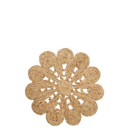 Set de table fleur en jute naturelle beige 36x36x0.5 cm
