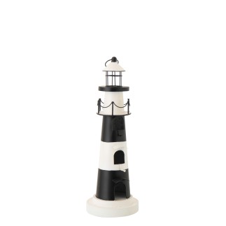 Faro nido de metal blanco y negro 55 x 35,5 x 63 cm