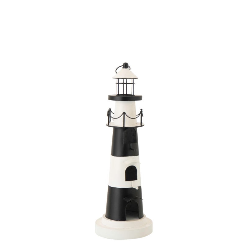 Phare nichoir en métal blanc et noir 55x35.5x63 cm