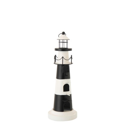 Faro nido de metal blanco y negro 55 x 35,5 x 63 cm