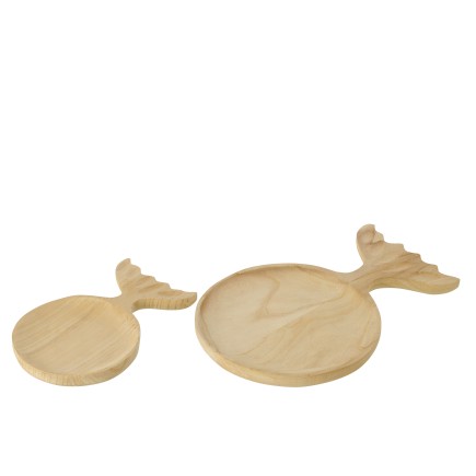 Plateau décoratif en bois de paulownia beige 45x29x3 cm