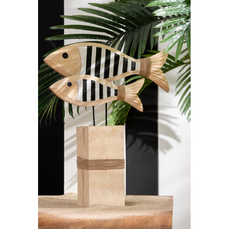 Figurine poissons en bois d’albasia beige 38x10x45 cm Figurine poissons en bois d’albasia beige 38x10x45 cm