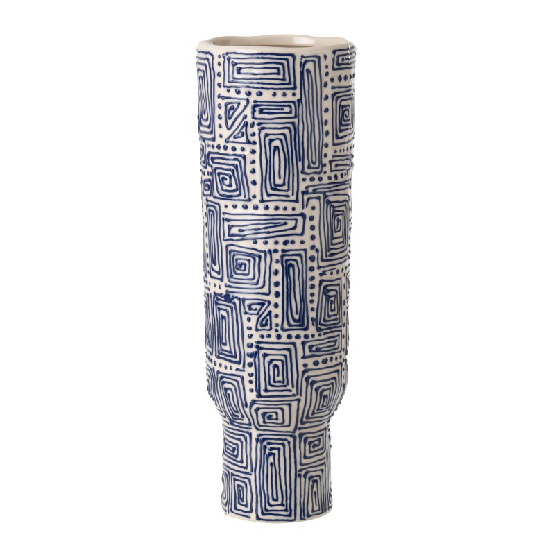 Vase haut à motifs en céramique blanche 34x34x50 cm Vase haut à motifs en céramique blanche 34x34x50 cm