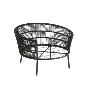 Cadeira em ferro e rattan preto 118x109x79 cm