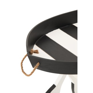 Table d’appoint marin en bois noir et blanc 64x41.2x73.5 cm