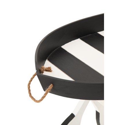 Table d’appoint marin en bois noir et blanc 64x41.2x73.5 cm