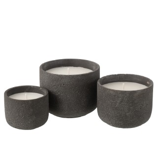 Bougie d’extérieur 47H dans pot céramique gris 20.5x20.5x16 cm