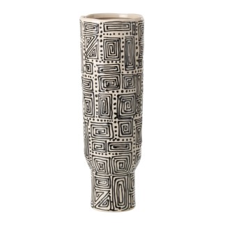 Vase haut à motifs en céramique blanche 16x16x50.2 cm