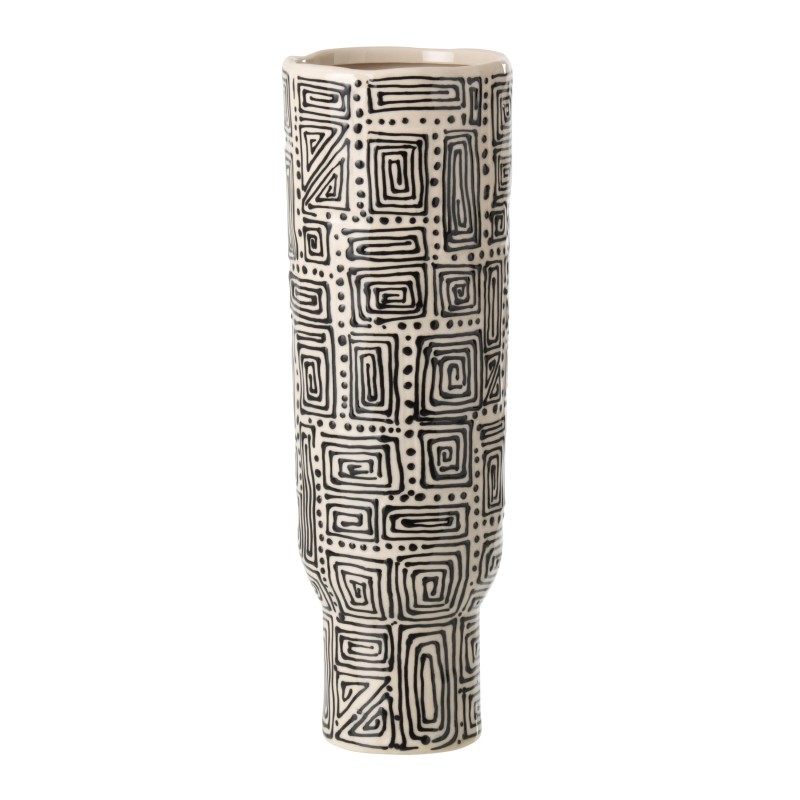 Vase haut à motifs en céramique blanche 16x16x50.2 cm Vase haut à motifs en céramique blanche 16x16x50.2 cm