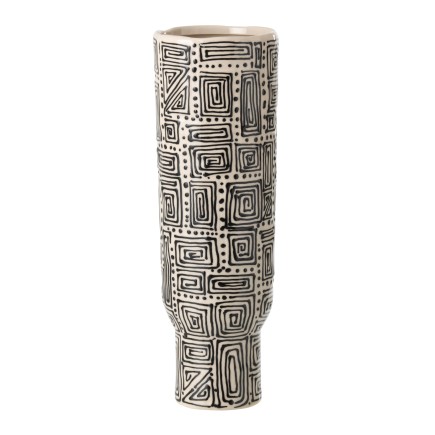 Vase haut à motifs en céramique blanche 16x16x50.2 cm