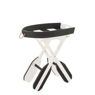 Table d’appoint marin en bois noir et blanc 64x41.2x73.5 cm