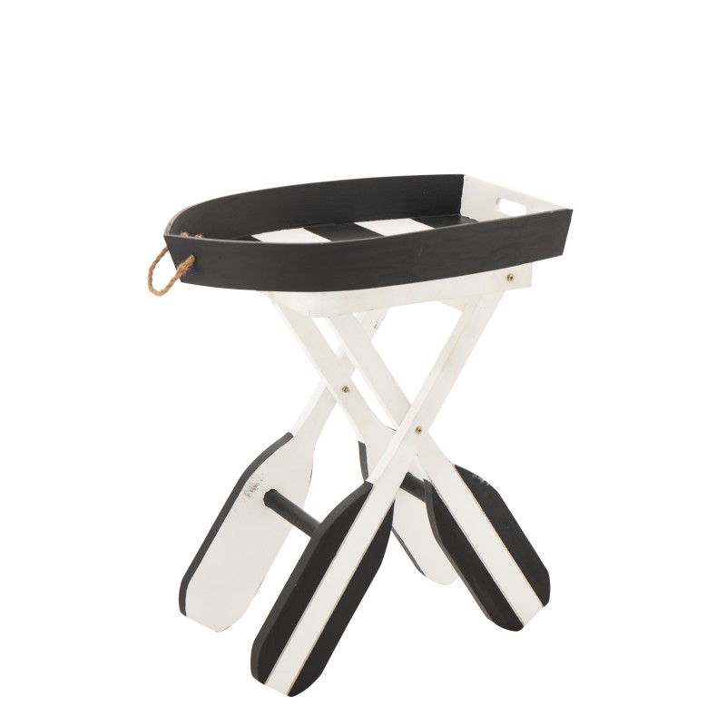 Mesa auxiliar marinha em madeira preta e branca 64x41,2x73,5 cm