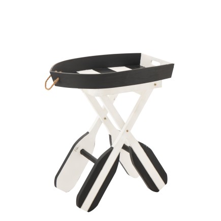 Table d’appoint marin en bois noir et blanc 64x41.2x73.5 cm