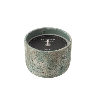 Vela para exteriores 47H en recipiente cerámico azul 20,5 x 20,5 x 16 cm